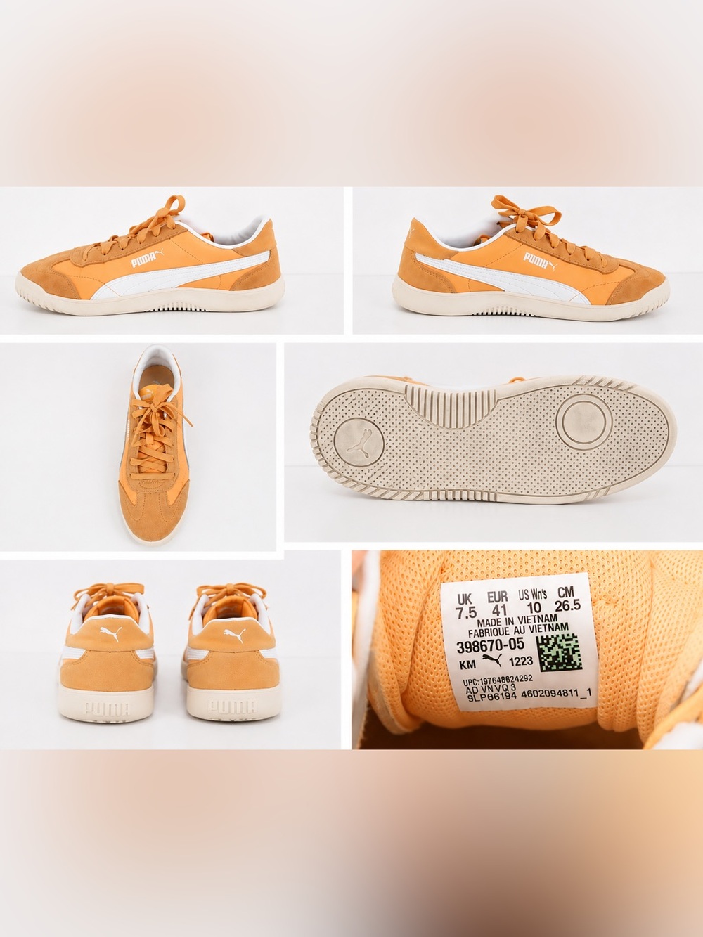 Puma Women’s Orange Suede Sneakers with White Stripe
